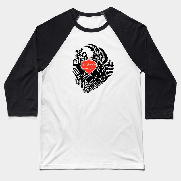 heart spin Baseball T-Shirt by Lambdog comics!